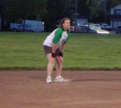 Julie waits at 2nd base